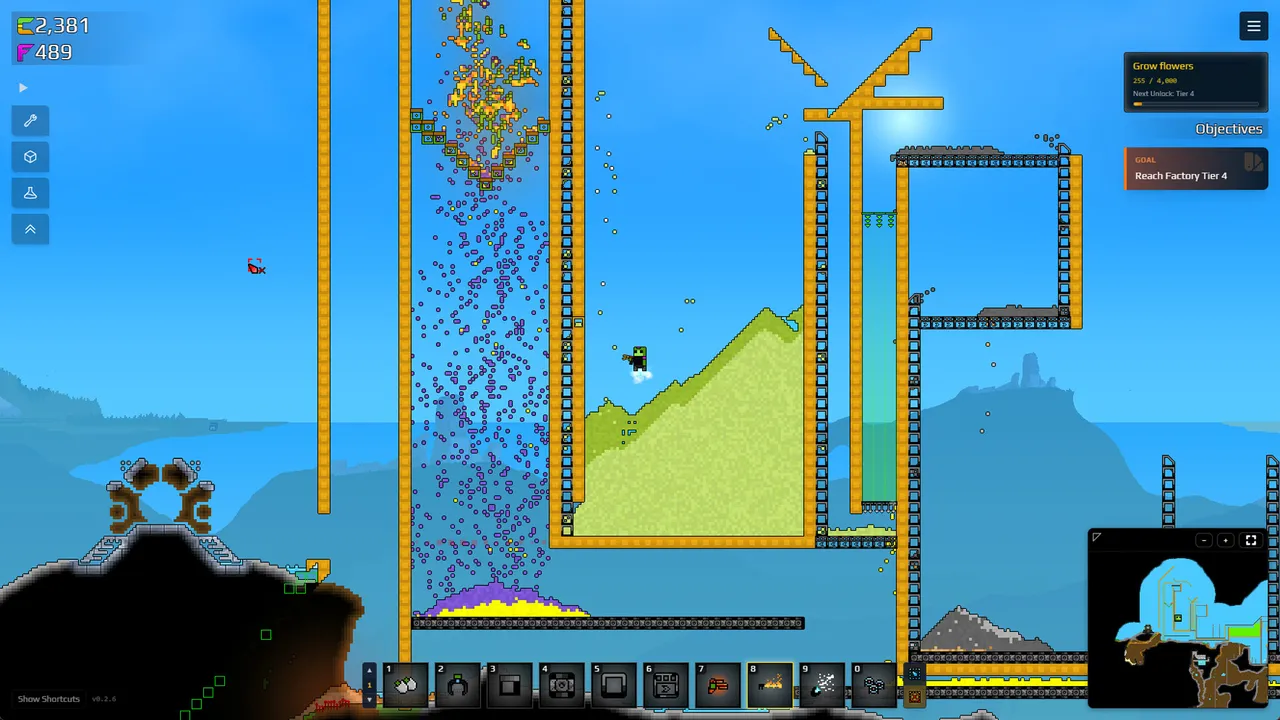 Sandustry Kinetic Press drop height layout smashing Burnt Slag for bonus gold